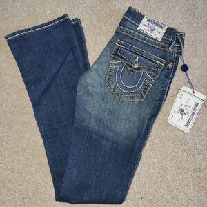 True Religion Jeans Womens Bootcut Flap Pockets Big T Havana WLH564KD7 Size 24
